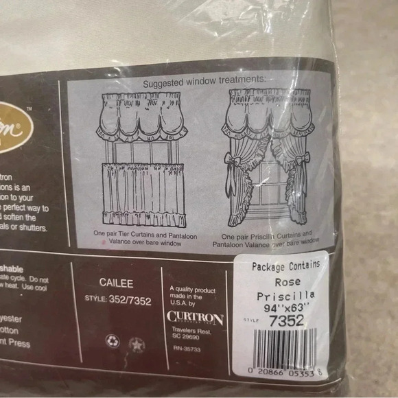Vintage Curtron Collection Montgomery Ward Beige Pink Priscilla *Curtains Only** - Picture 7 of 11